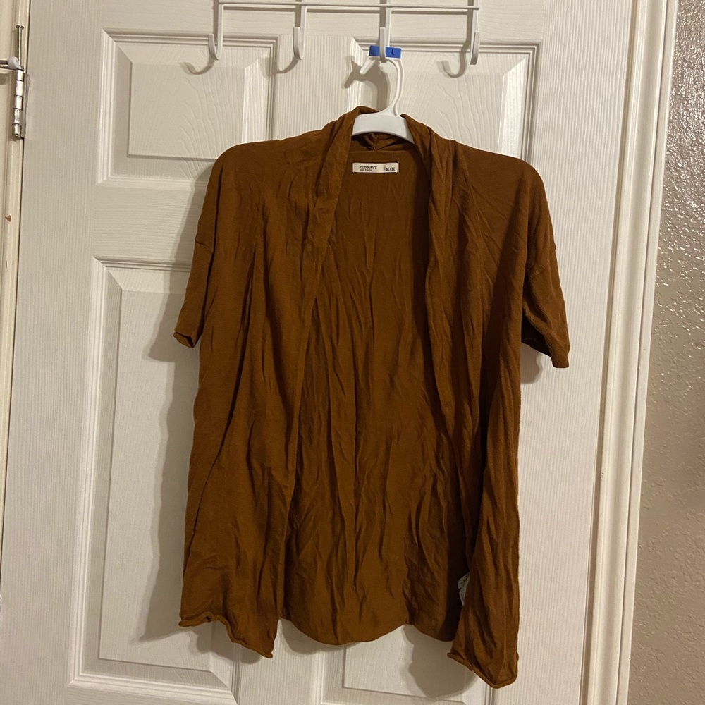 Brown Short Sleeve Cardigan
